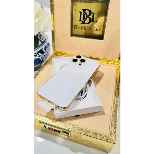 CUSTOM 24k Gold Plated Frame Apple iPhone 16 Pro Max 1 TB White Back Unlocked