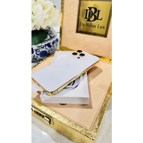 CUSTOM 24k Gold Plated Frame Apple iPhone 16 Pro Max 1 TB White Back Unlocked