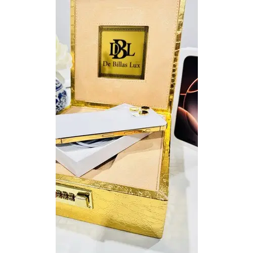 CUSTOM 24k Gold Plated Frame Apple iPhone 16 Pro Max 1 TB White Back Unlocked