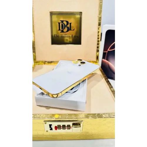CUSTOM 24k Gold Plated Frame Apple iPhone 16 Pro Max 1 TB White Back Unlocked