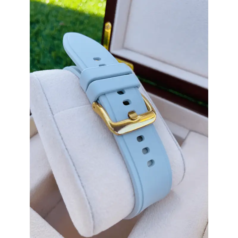 Custom 24k Gold Plated POLISHED 46mm Samsung Galaxy Watch 4 with Gray Rubber Band – 2021 Release by