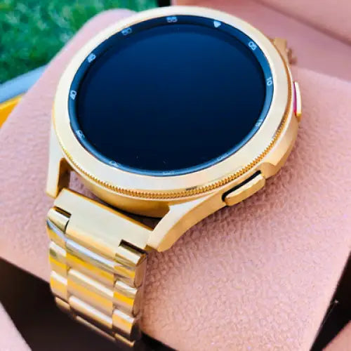 Custom 24k Gold Plated Samsung Galaxy Watch 4 with Gold Plated Link Band – 2021 Release LTE Model