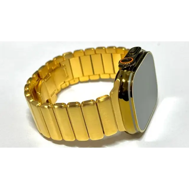 Custom 24k Gold Plated THICK Stainless Steel Link Band for Apple Watch 49 45 44 46 Any Series