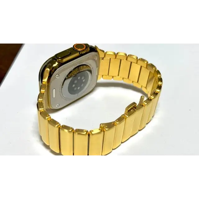 Custom 24k Gold Plated THICK Stainless Steel Link Band for Apple Watch 49 45 44 46 Any Series
