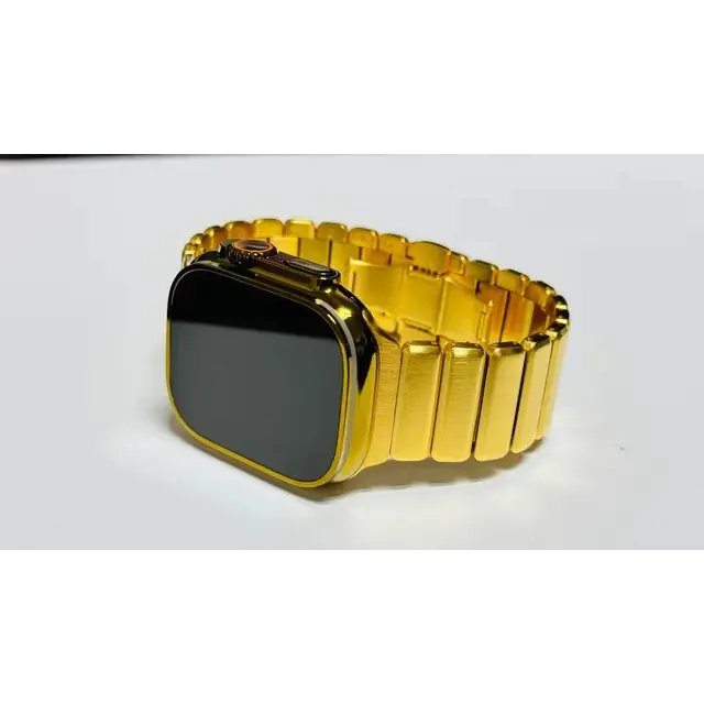 Custom 24k Gold Plated THICK Stainless Steel Link Band for Apple Watch 49 45 44 46 Any Series