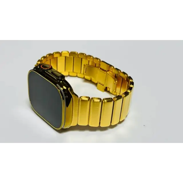 Custom 24k Gold Plated THICK Stainless Steel Link Band for Apple Watch 49 45 44 46 Any Series