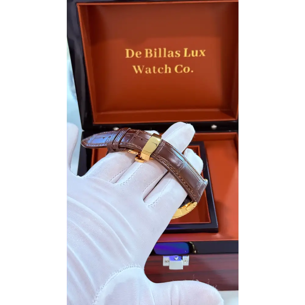 Custom 24k Gold Samsung Galaxy Watch 8 Classic Brown Leather Band