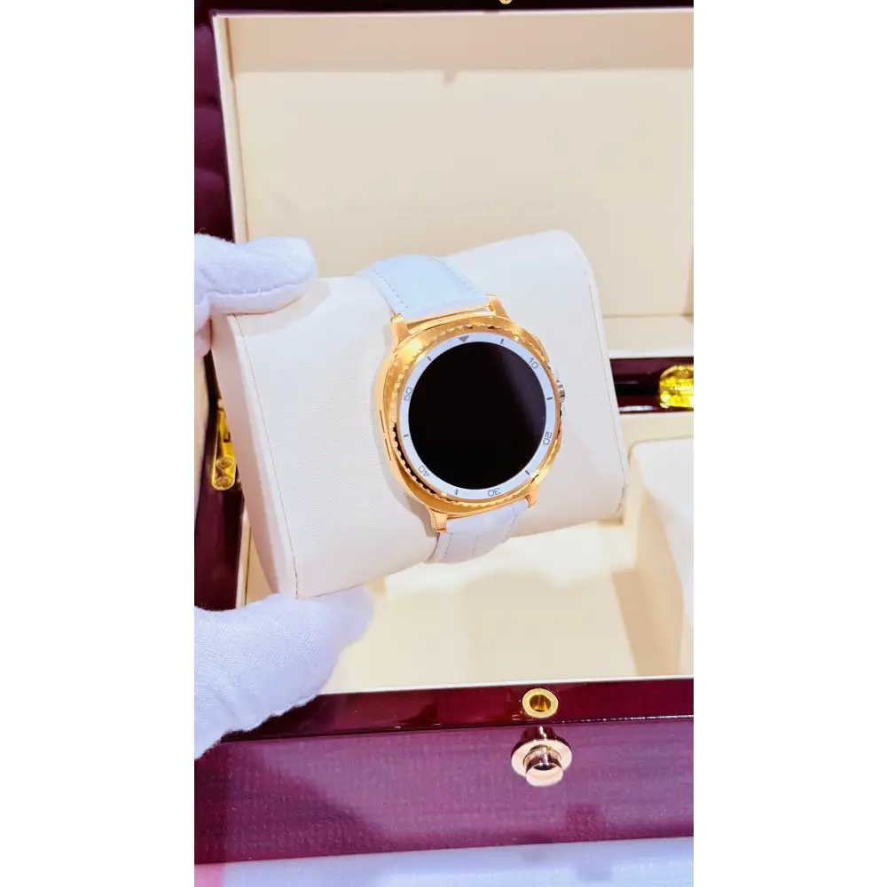 Custom 24K Gold Samsung Galaxy Watch 8 White Classic 46mm LTE (Unlocked) · Dual Gold-Accented Bands