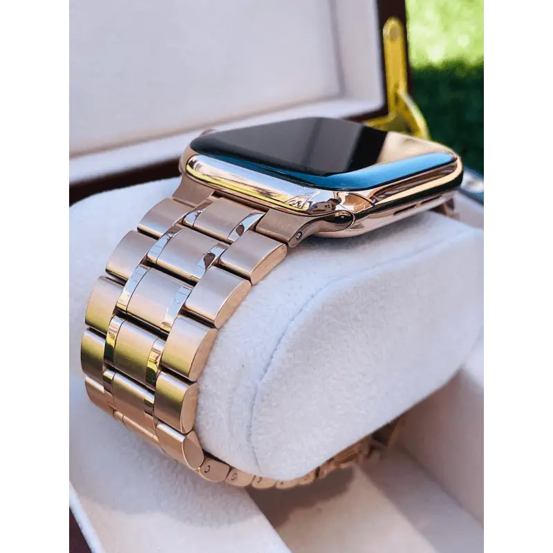 Custom 24k Rose Gold 41mm Apple Watch Series 9 with Rose Gold Link Band