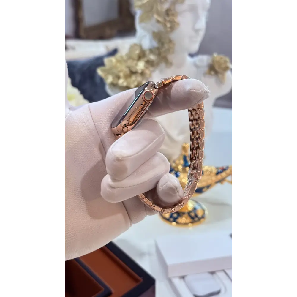 Custom 24k Rose Gold Apple Watch Series 9 Rose Band