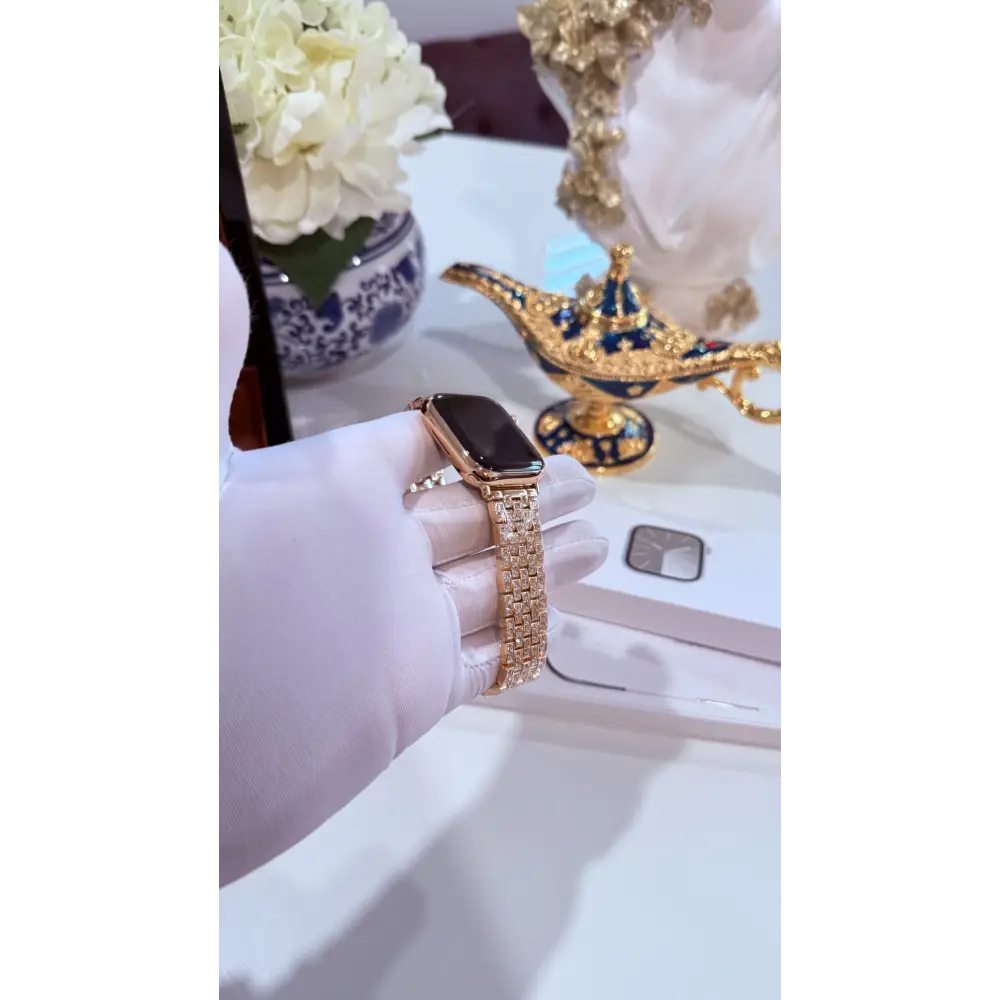 Custom 24k Rose Gold Apple Watch Series 9 Rose Band