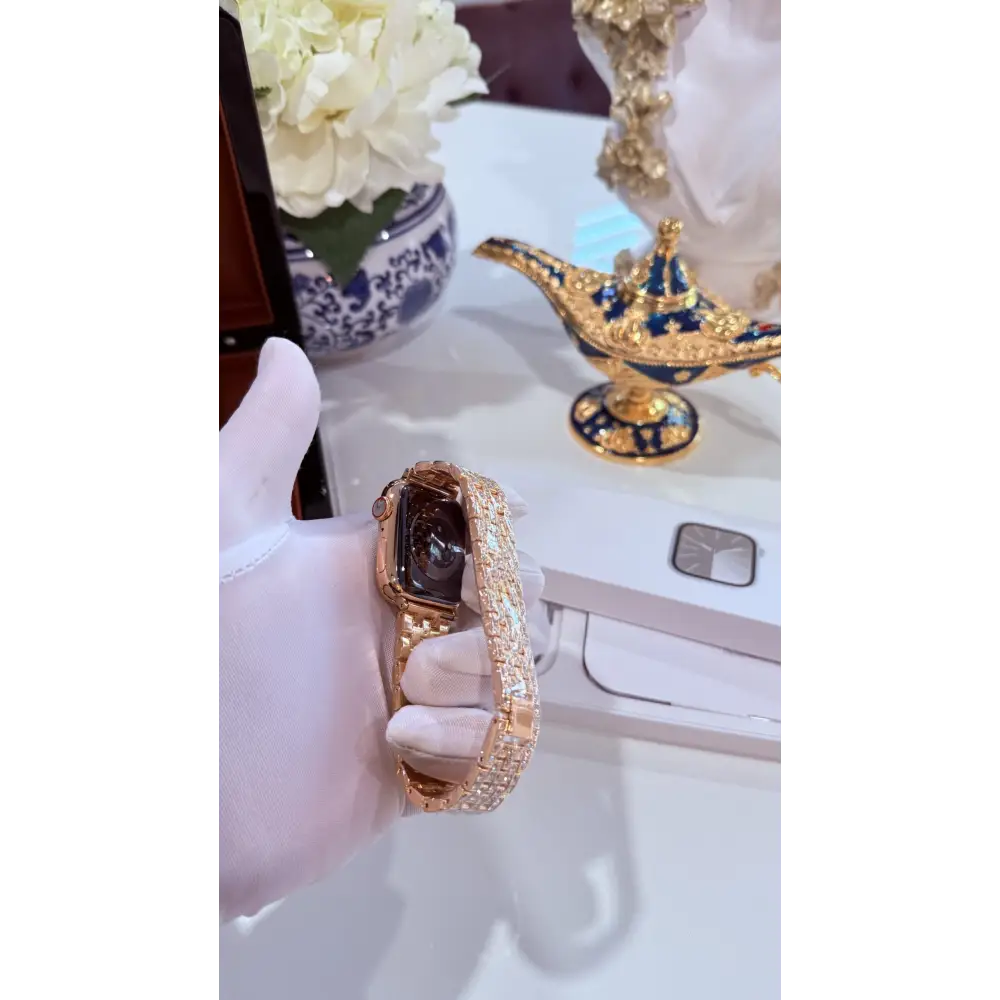 Custom 24k Rose Gold Apple Watch Series 9 Rose Band