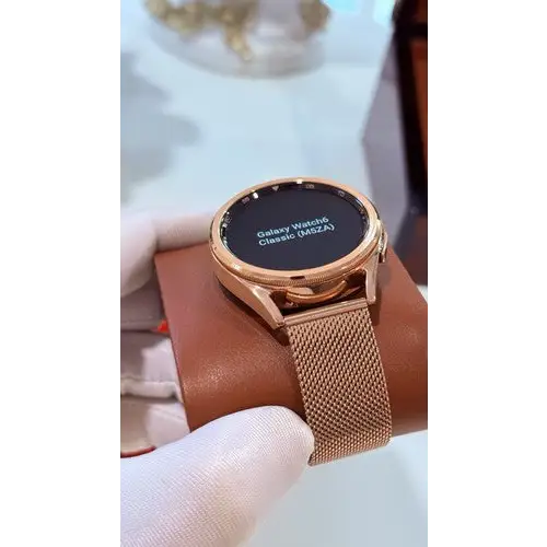 Custom 24k ROSE Gold Plated 47mm Samsung Galaxy Watch 6 Gold Bezel Gray Band