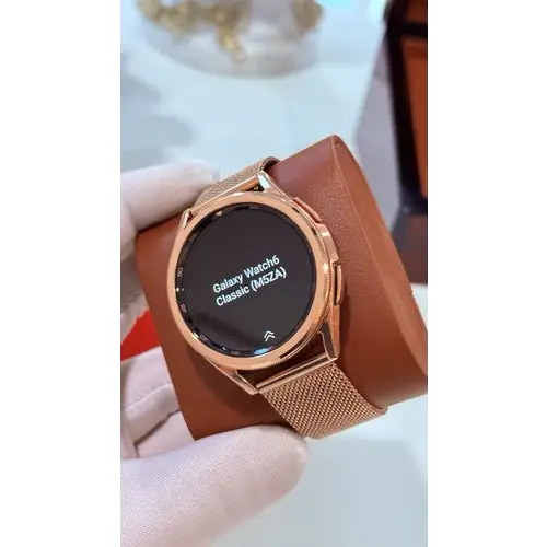 Custom 24k ROSE Gold Plated 47mm Samsung Galaxy Watch 6 Gold Bezel Gray Band