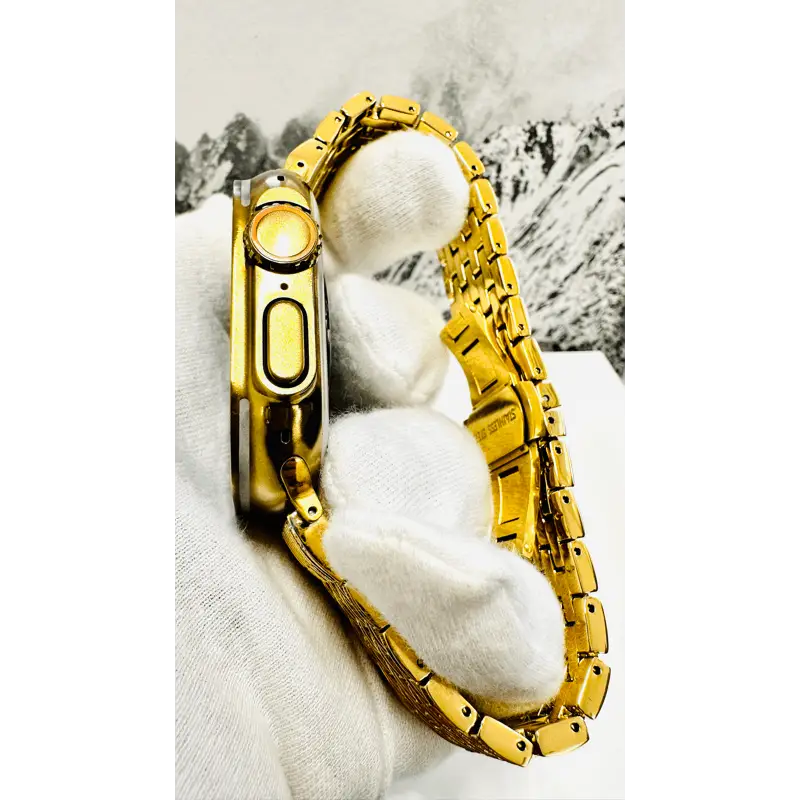 Custom Apple Watch Ultra 2 49mm Anodized Gold with Diamond Gold Plated Band