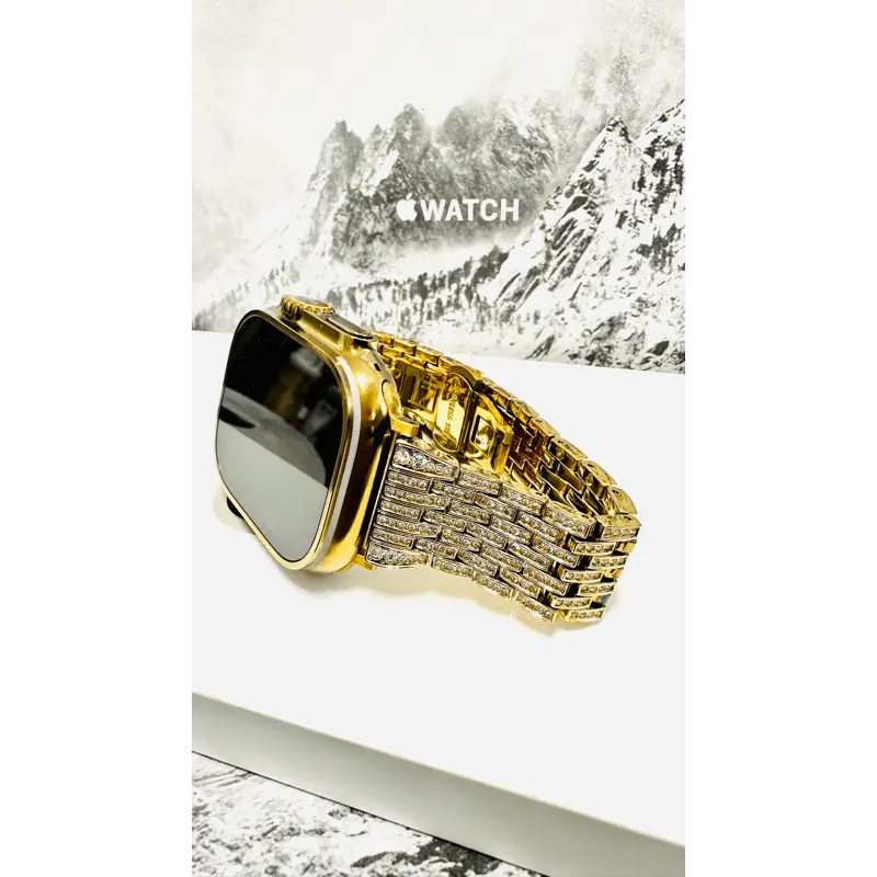 Custom Apple Watch Ultra 2 49mm Anodized Gold with Diamond Gold Plated Band