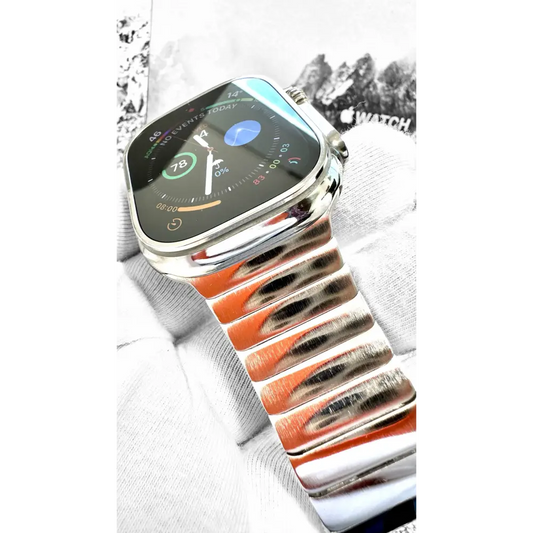 Custom Diamond Polished Apple Watch Ultra 3 49mm with Authentic Apple Link Band