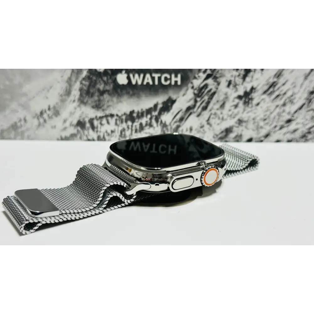 Custom Polished Apple Watch ULTRA 2 49mm with Milanese Loop Band