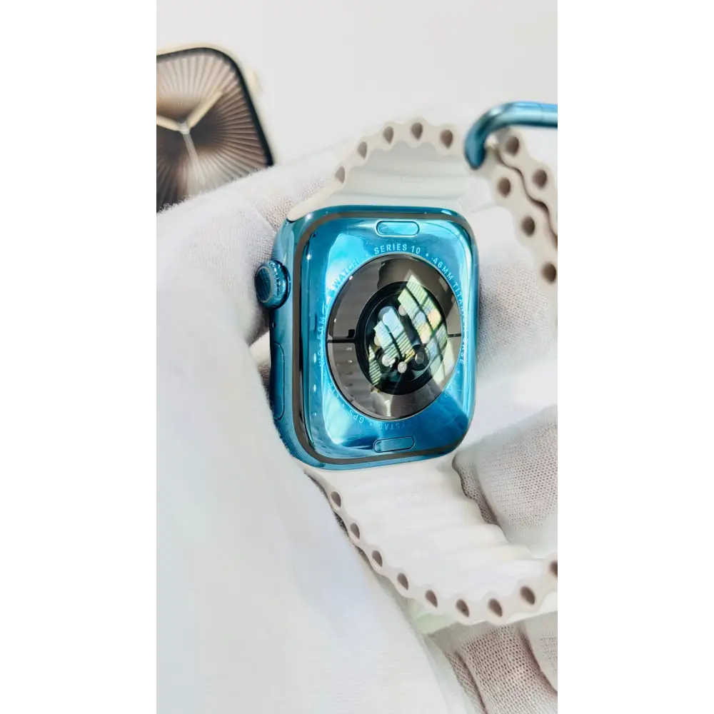 Custom Polished Sky Blue 46mm Apple Watch Series 10 Titanium – 2024 Release – LTE GPS