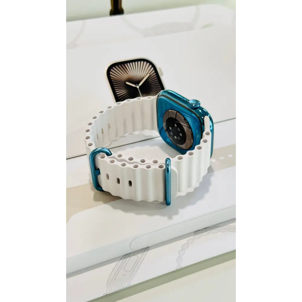 Custom Polished Sky Blue 46mm Apple Watch Series 10 Titanium – 2024 Release – LTE GPS