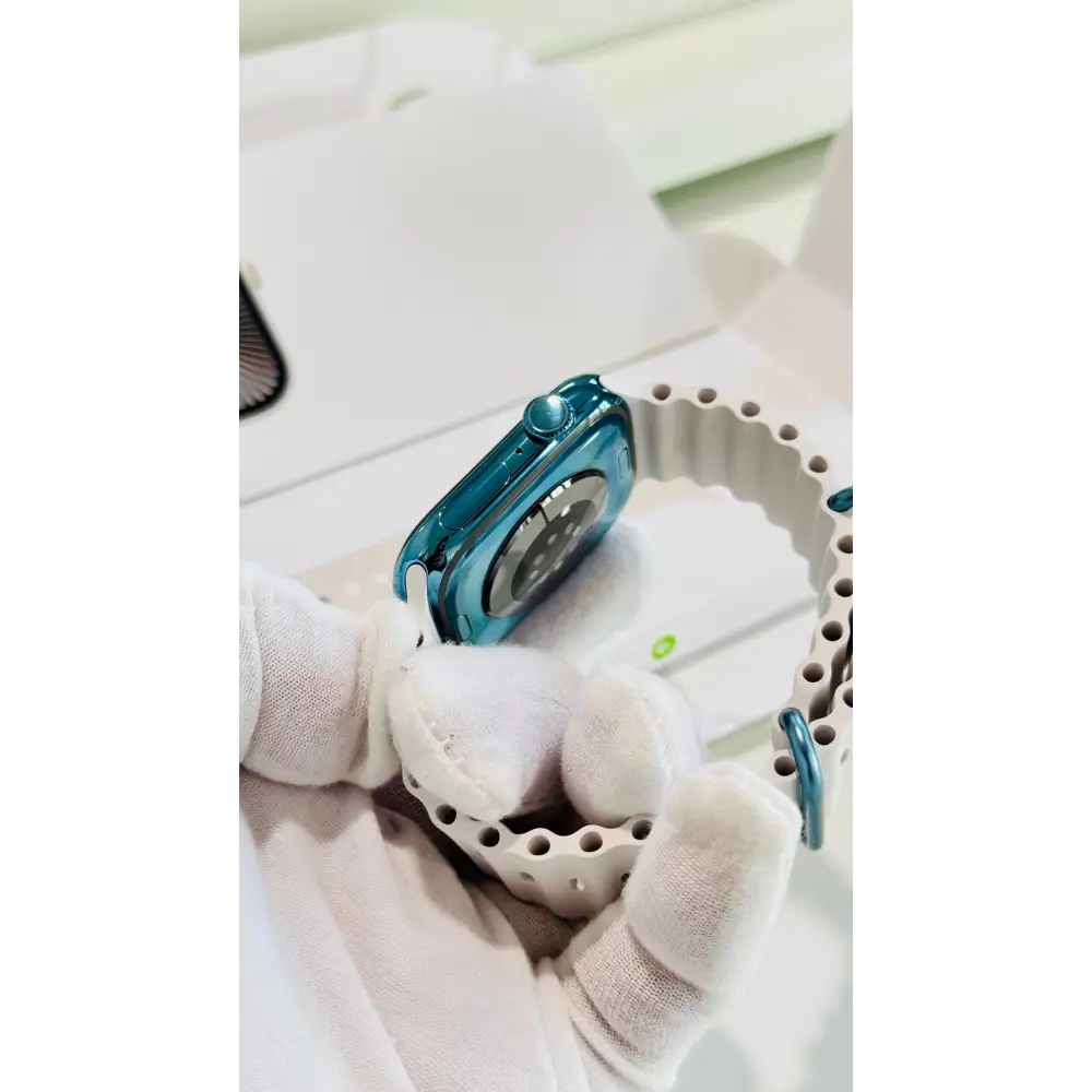 Custom Polished Sky Blue 46mm Apple Watch Series 10 Titanium – 2024 Release – LTE GPS