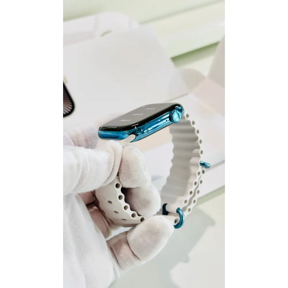 Custom Polished Sky Blue 46mm Apple Watch Series 10 Titanium – 2024 Release – LTE GPS