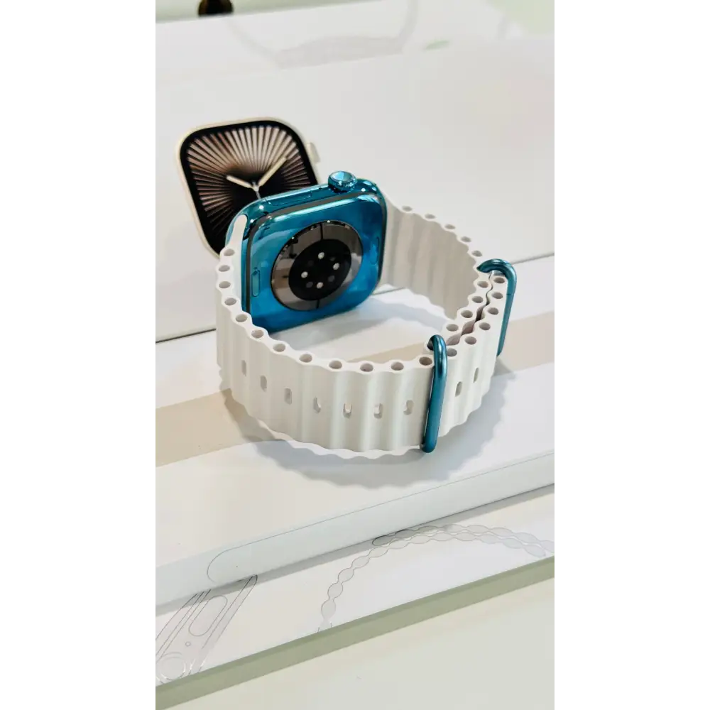 Custom Polished Sky Blue 46mm Apple Watch Series 10 Titanium – 2024 Release – LTE GPS