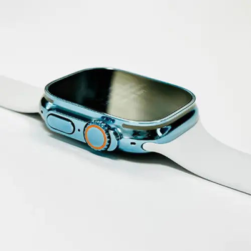 Custom Sky Blue Apple Watch ULTRA 2 49mm Polished and Anodized with White Sport Band
