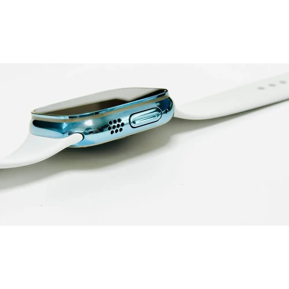 Custom Sky Blue Apple Watch ULTRA 2 49mm Polished and Anodized with White Sport Band