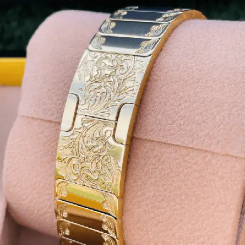 Custom Engraved and 24k Gold Plated Link Band For Apple Watch Any Series Size 42mm, 44mm, 45mm and 49mm