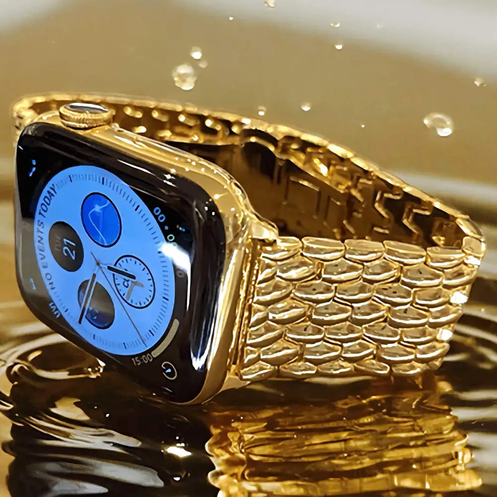 24K Gold Plated 45mm Apple Watch SERIES 9 with 24k Gold Plated Link Band Butterfly Buckle