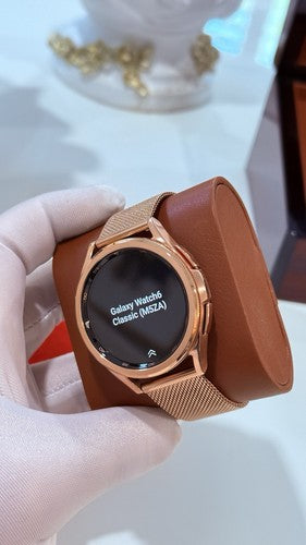 Custom 24k ROSE Gold Plated 47mm Samsung Galaxy Watch 6 Gold Bezel Gray Band