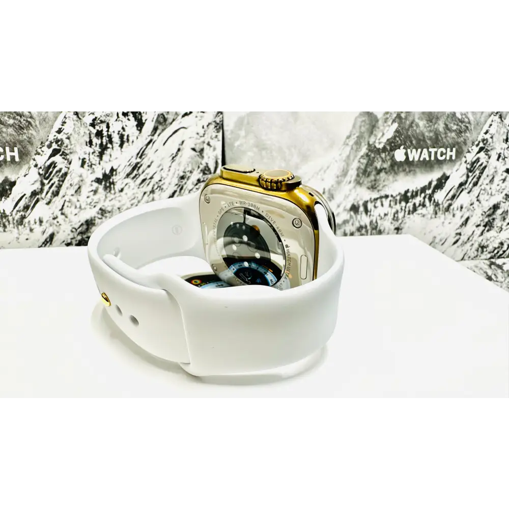 White Sports Band Custom 24k Gold Plated Pin for Apple Watch - White