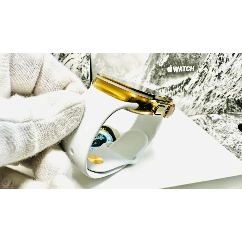 White Sports Band Custom 24k Gold Plated Pin for Apple Watch - White