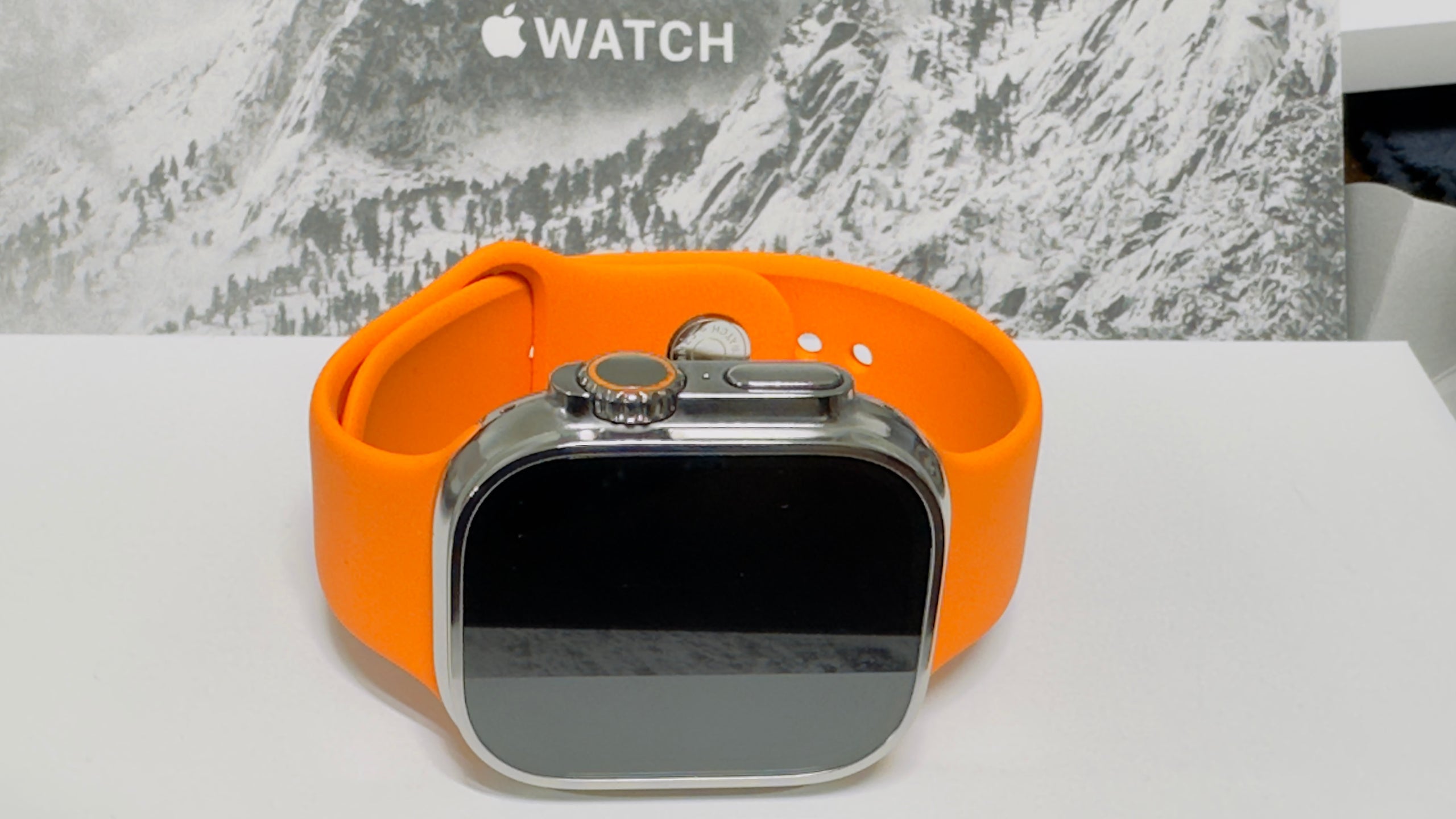Polished 49MM Apple Watch ULTRA HERMES Deployment Orange Band Orange Button